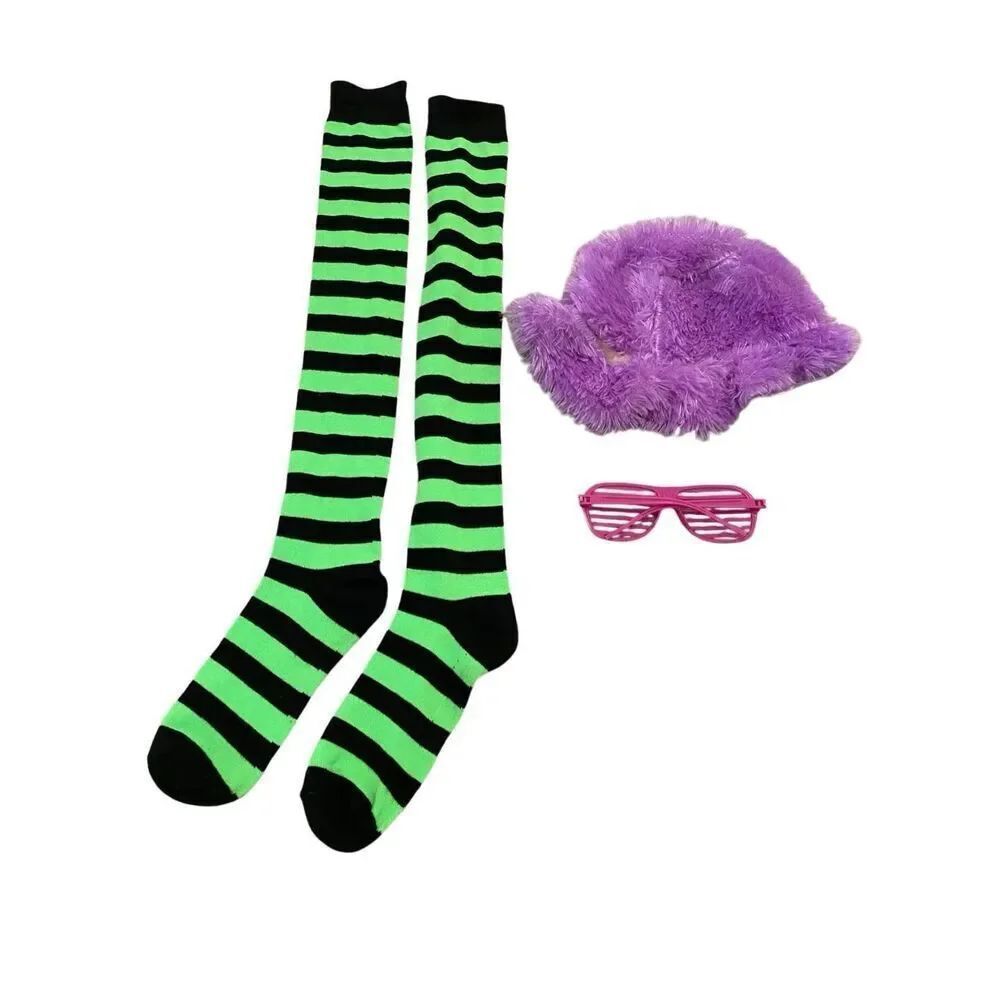 Lot Of 3 Bucket Hat Sunglasses Over The Knee Socks Halloween Funky Rave Costume